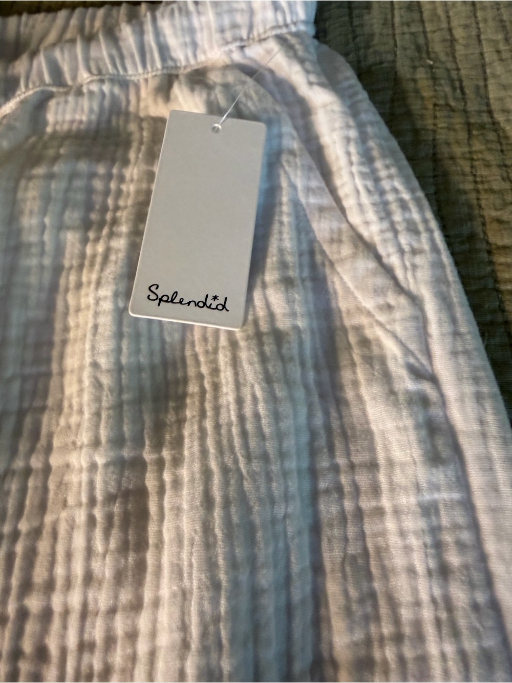 SPLENDID Bohemian White Gauze Wide-Leg Drawstring Pant with Tie NWT’s size Lg - Picture 9 of 17